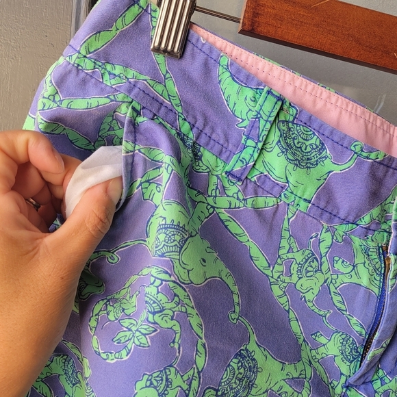 Lilly Pulitzer Callahan Shorts "Multi Lilly Loves Hawaii" Elephants Green Size 6 - Picture 6 of 12